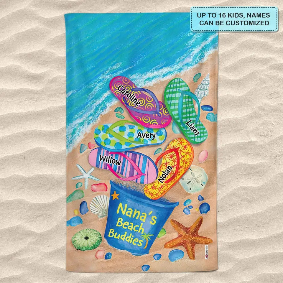 Personalized Beach Towel - Mother's Day, Birthday Gift For Mom, Grandma - Grandma's Beach Buddies ARND018