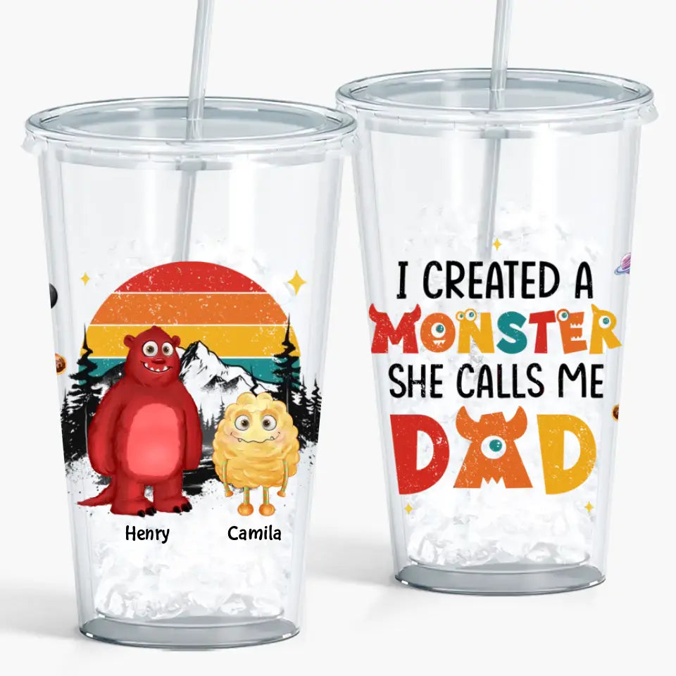 Personalized Acrylic Tumbler - Father's Day, Birthday Gift For Dad, Grandpa - I Create Monsters They Call Me Dad ARND0014