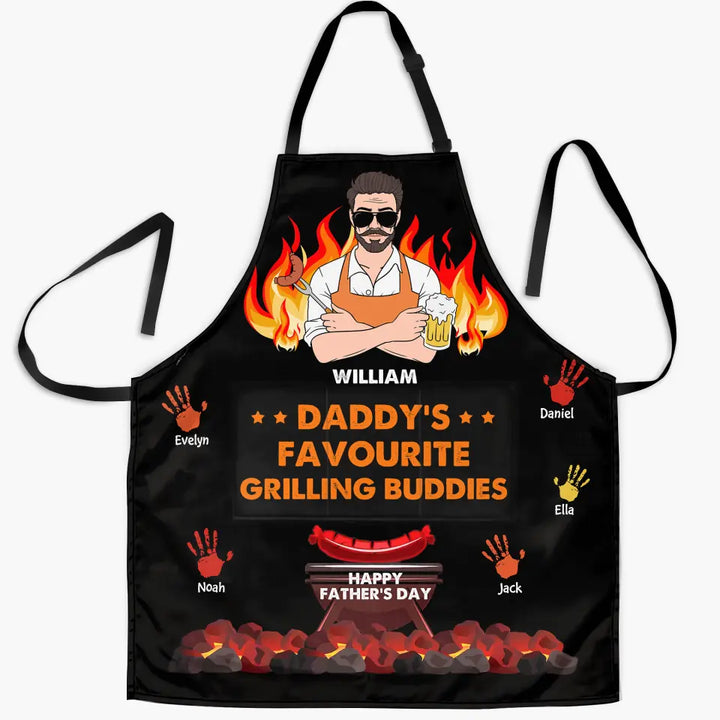 Personalized Apron - Father's Day Gift For Dad, Grandpa, Gift For Grilling Lover - Daddy's Grilling Buddies ARND0014