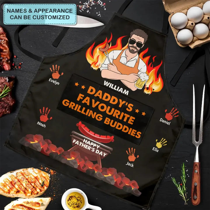 Personalized Apron - Father's Day Gift For Dad, Grandpa, Gift For Grilling Lover - Daddy's Grilling Buddies ARND0014