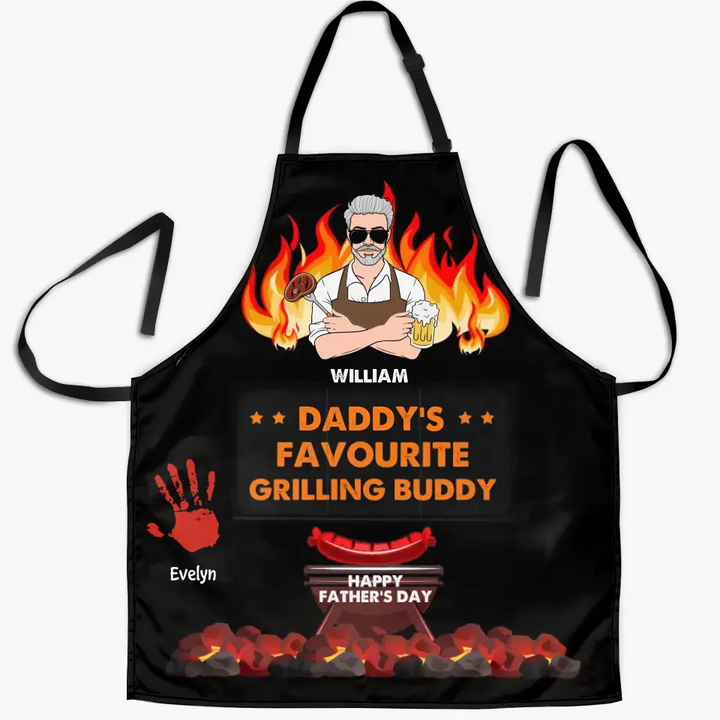 Personalized Apron - Father's Day Gift For Dad, Grandpa, Gift For Grilling Lover - Daddy's Grilling Buddies ARND0014