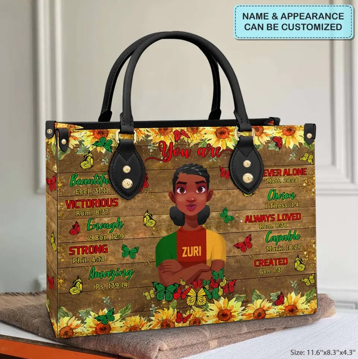 Personalized Leather Bag - Juneteenth, Birthday Gift For Black Woman - You Are Beautiful Victorious Strong ARND005