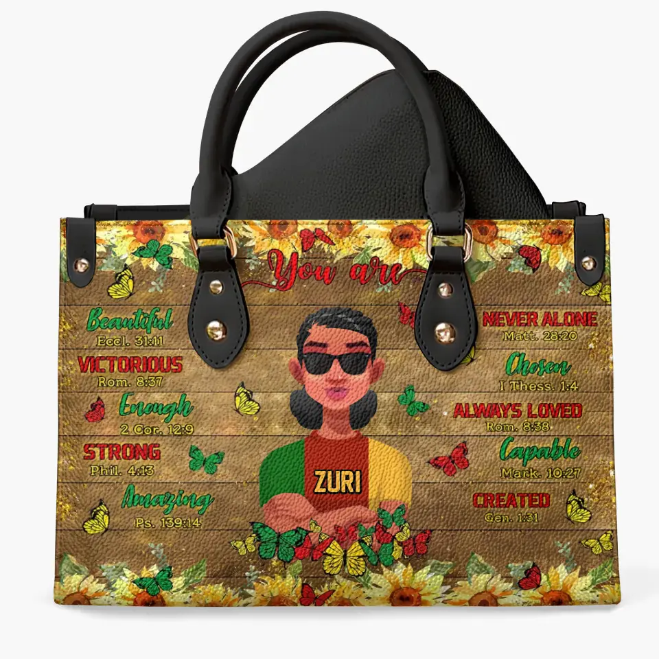 Personalized Leather Bag - Juneteenth, Birthday Gift For Black Woman - You Are Beautiful Victorious Strong ARND005