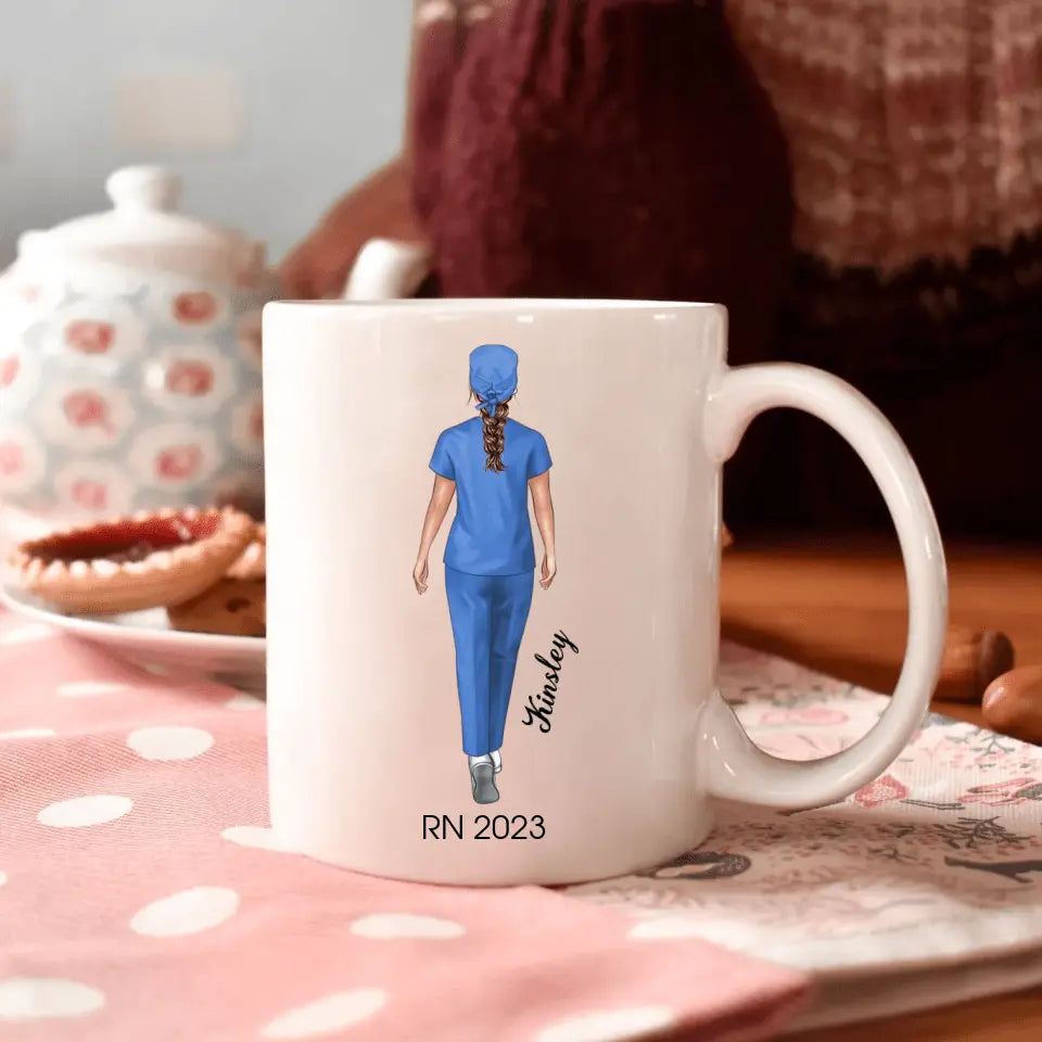 Personalize White Mug - Birthday Gift For Nurse - She Believed She Could So She Did