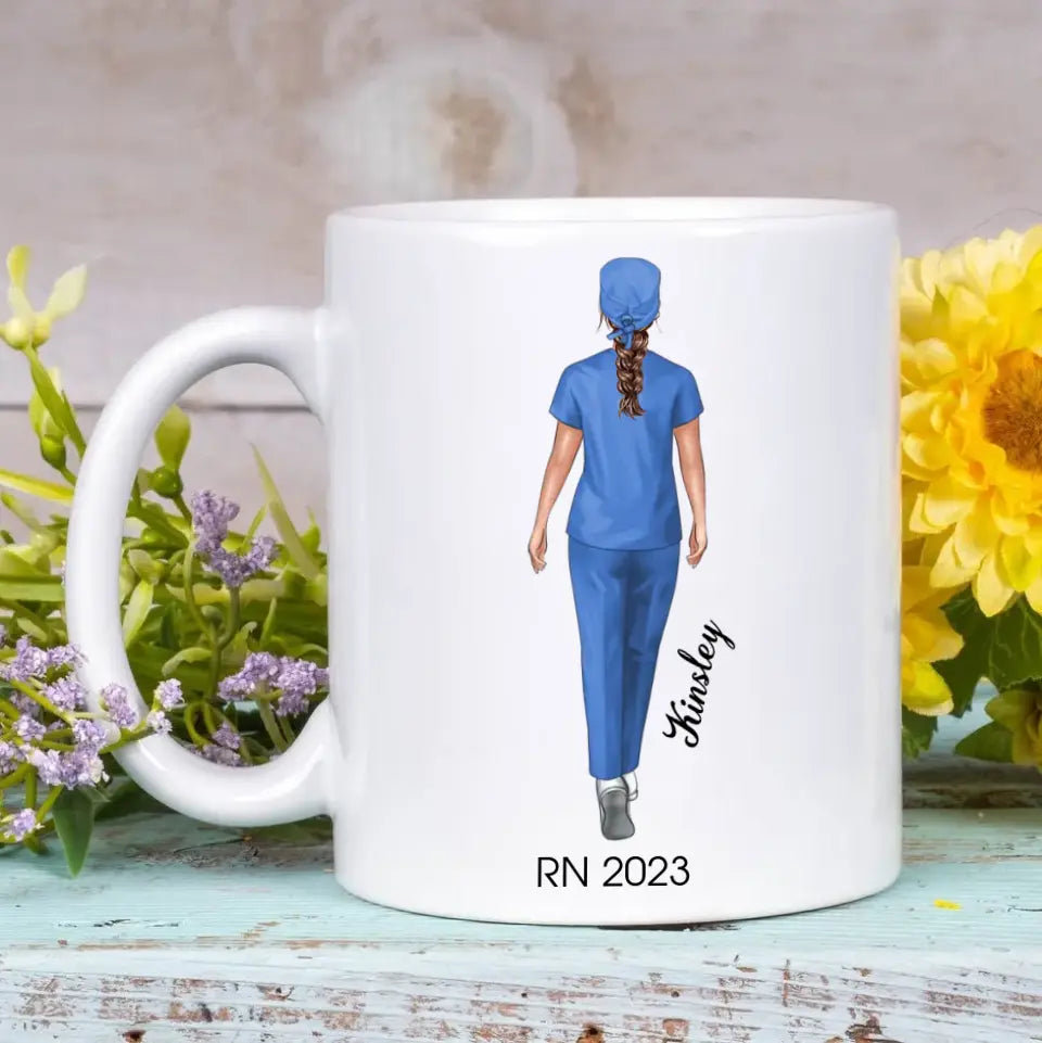 Personalize White Mug - Birthday Gift For Nurse - She Believed She Could So She Did