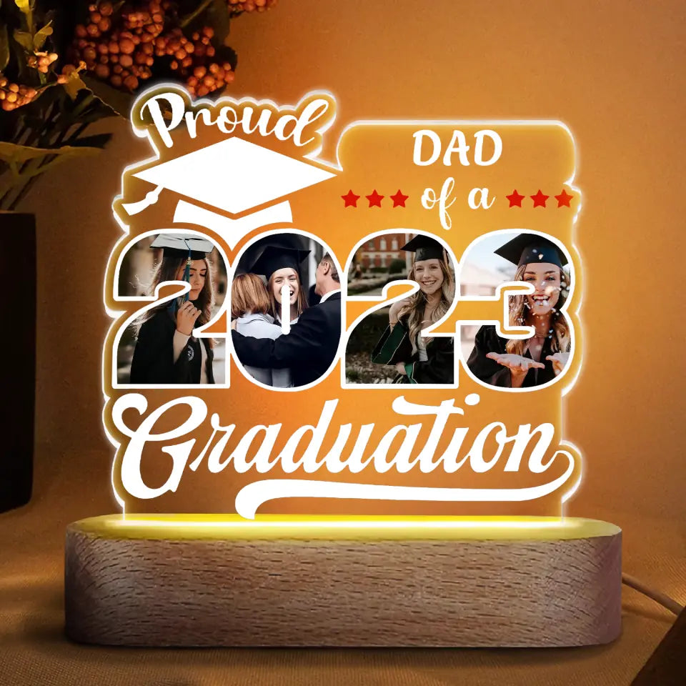 Personalized Acrylic LED Night Light - Graduation, Birthday Gift For Family Member - Proud Mom Of A Graduation