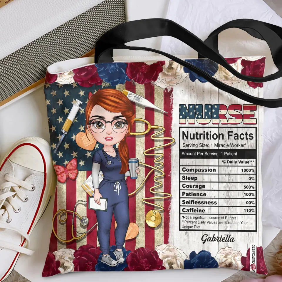 Personalized Tote Bag - 4th Of July, Birthday, Nurse's Day Gift For Nurse - American Nurse Nutrition Facts