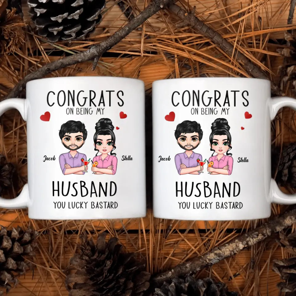 Personalized White Mug - Bithday Gift For Husband, Boyfriend, Couple - Congrats On Being My Husband ARND0014