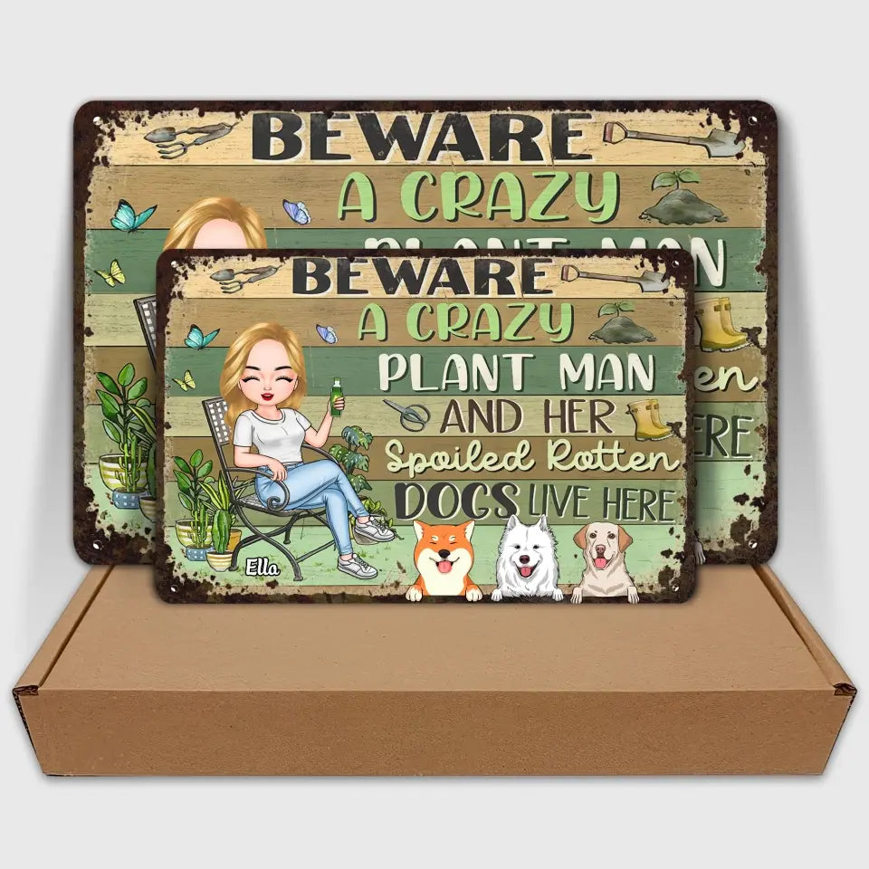 Personalized Metal Sign - Birthday Gift For Dog Lover, Dog Dad, Dog Mom - A Crazy Plant Man