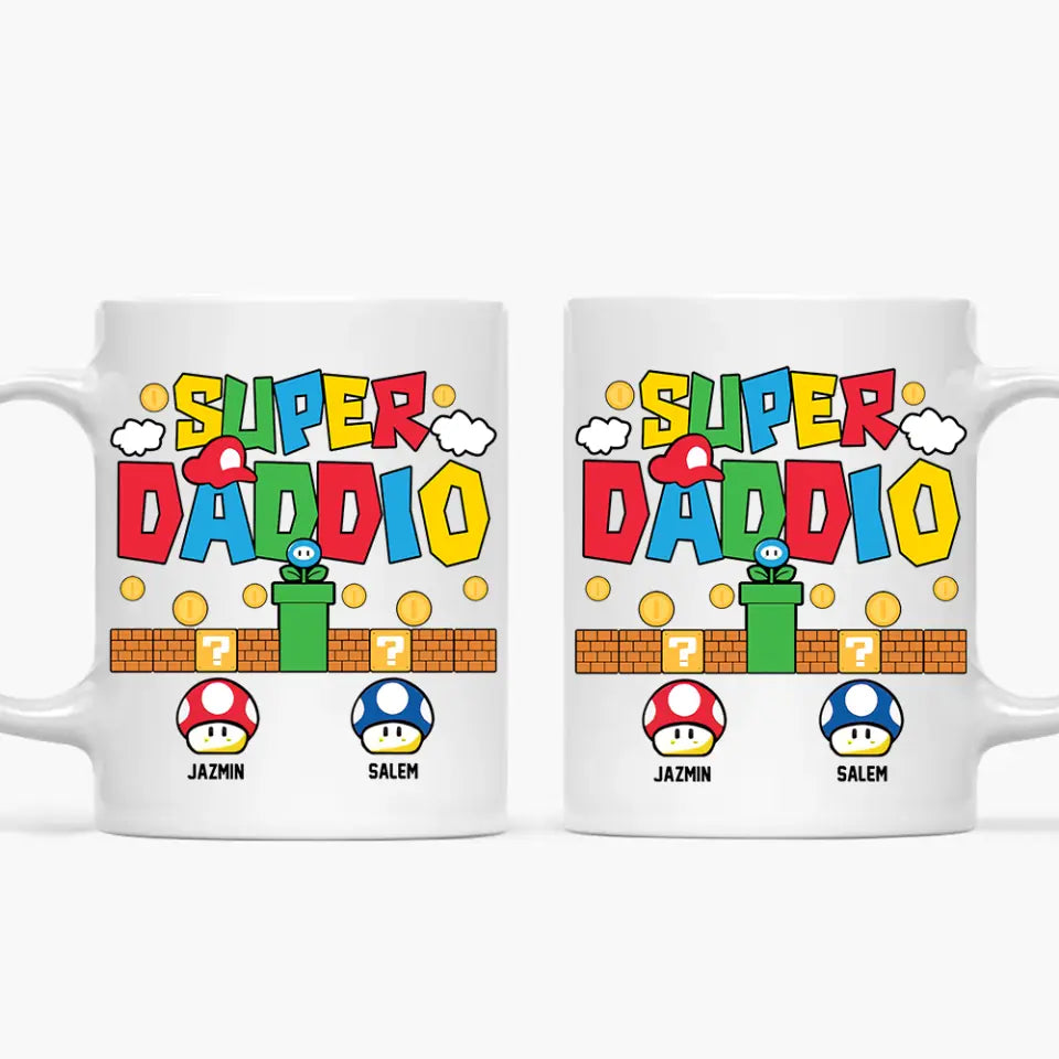 Personalized White Mug - Father's Day, Birthday Gift For Dad, Grandpa - Super Daddio