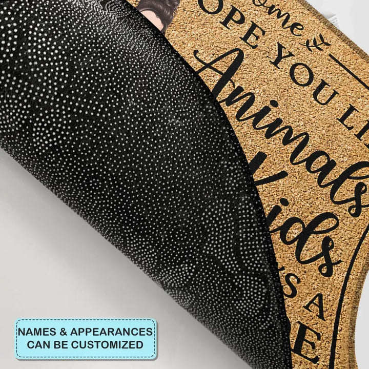 Personalized Doormat - Welcoming Gift For Family, Couple, Husband, Wife - Hope You Like Animals & Kids