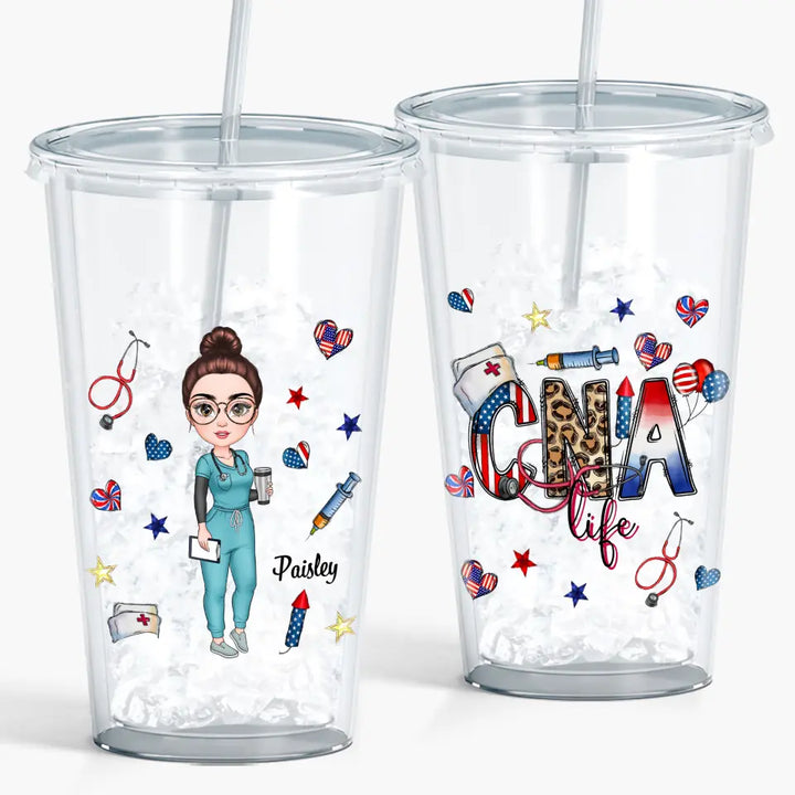 Personalized Acrylic Tumbler - 4th of July, Nurse's Day, Birthday Gift For Nurse - Nurse Life 4th Of July