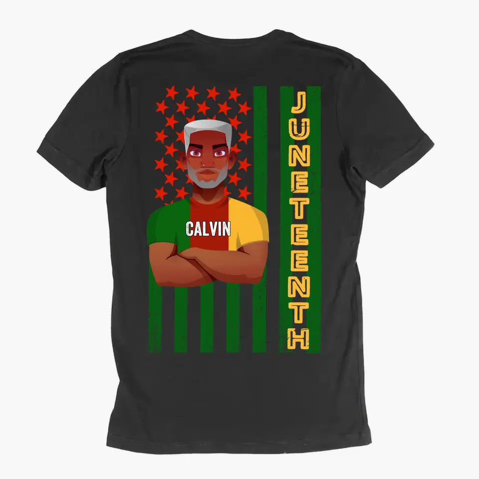 Personalized T-Shirt - Father's Day, Birthday Gift For Dad, Grandpa - Juneteenth Pride