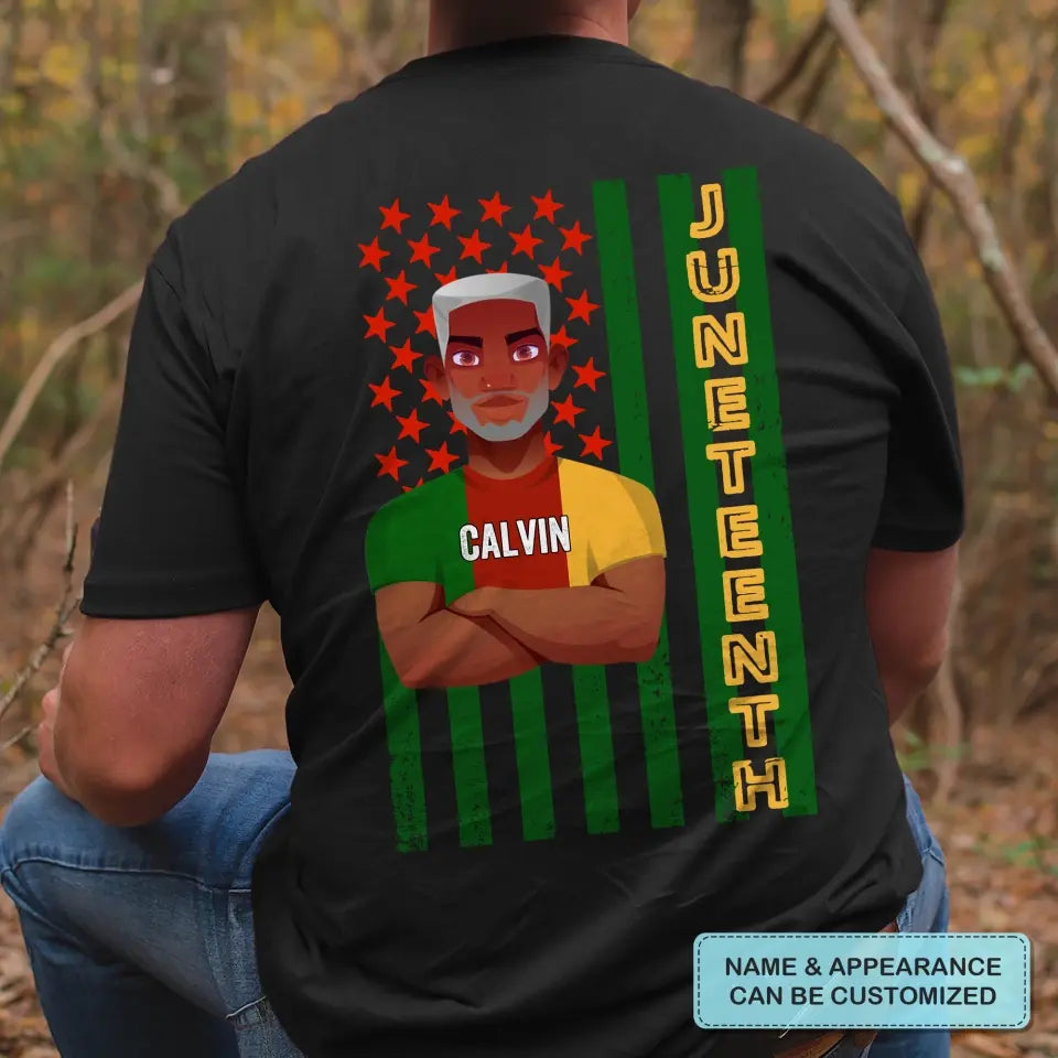 Personalized T-Shirt - Father's Day, Birthday Gift For Dad, Grandpa - Juneteenth Pride