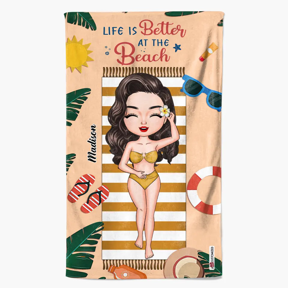 Personalized Beach Towel - Birthday, Vacation Gift, Summer Gift For Beach Lover, Beach Girl - Life Is Better At The Beach