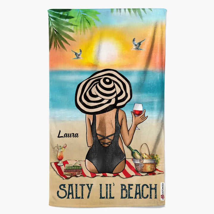 Personalized Beach Towel - Birthday, Vacation Gift, Summer Gift For Beach Lover, Beach Girl - And She Lived Happily Ever After