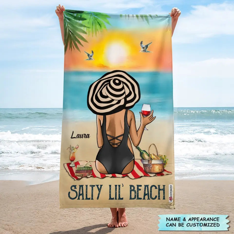 Personalized Beach Towel - Birthday, Vacation Gift, Summer Gift For Beach Lover, Beach Girl - And She Lived Happily Ever After
