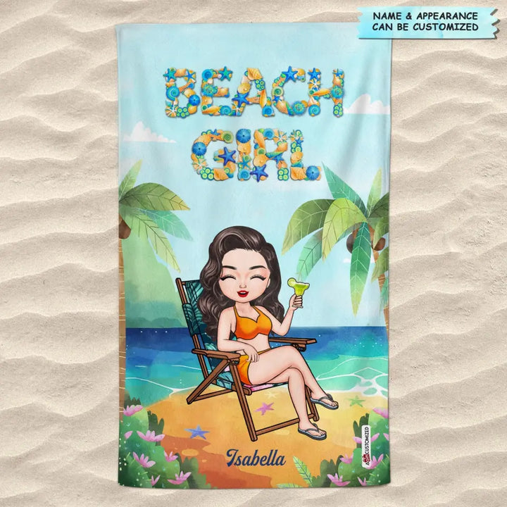 Personalized Beach Towel - Birthday, Vacation Gift, Summer Gift For Beach Lover, Beach Girl - Beach Girl