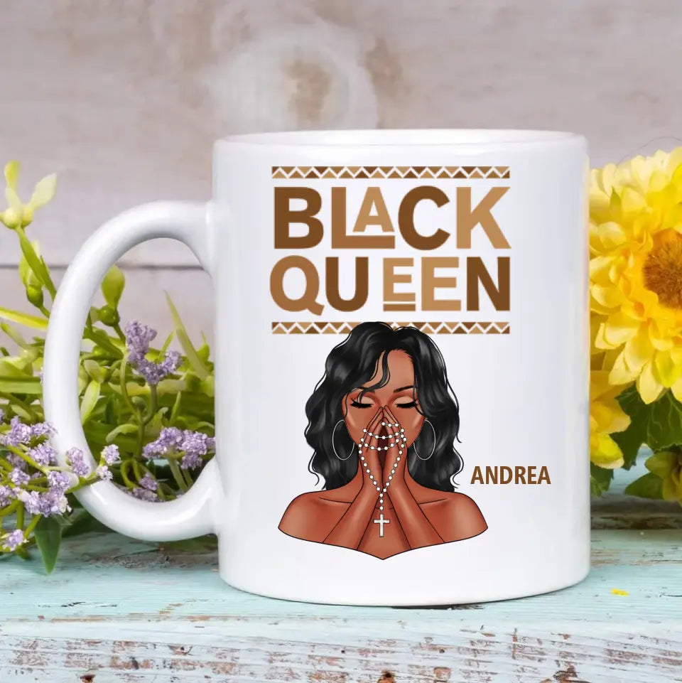 Personalized Custom White Mug -  Juneteenth, Birthday Gift For Black Woman - Black Queen Facts