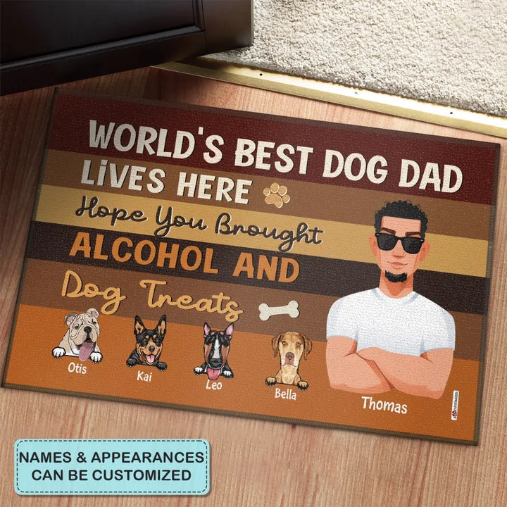 Personalized Custom Doormat - Father's Day, Birthday Gift For Dad, Grandpa, Pet Lover - Family - World's Best Dog Dad Lives Here