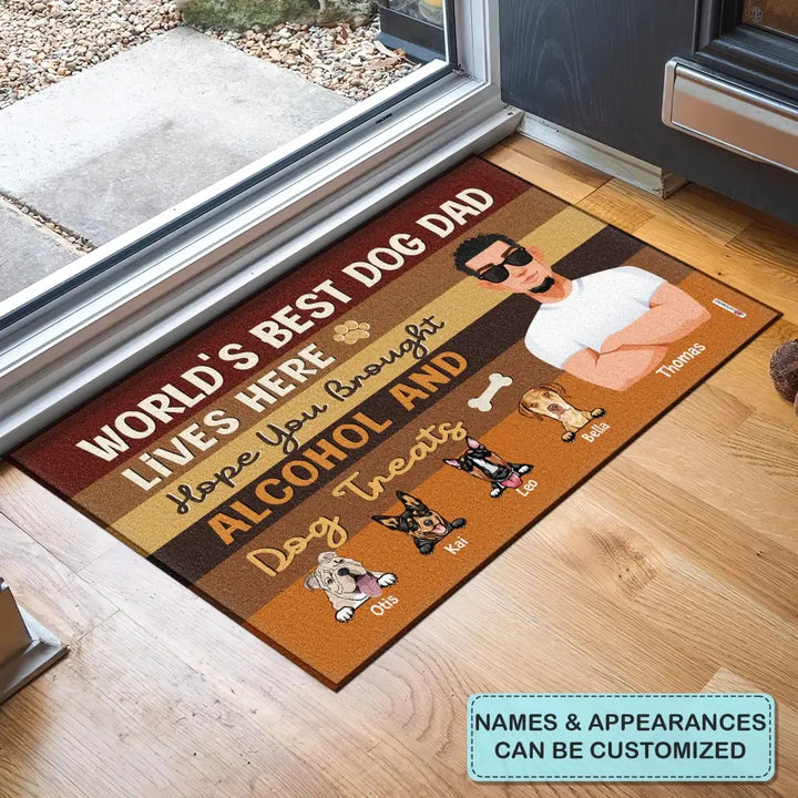 Personalized Custom Doormat - Father's Day, Birthday Gift For Dad, Grandpa, Pet Lover - Family - World's Best Dog Dad Lives Here