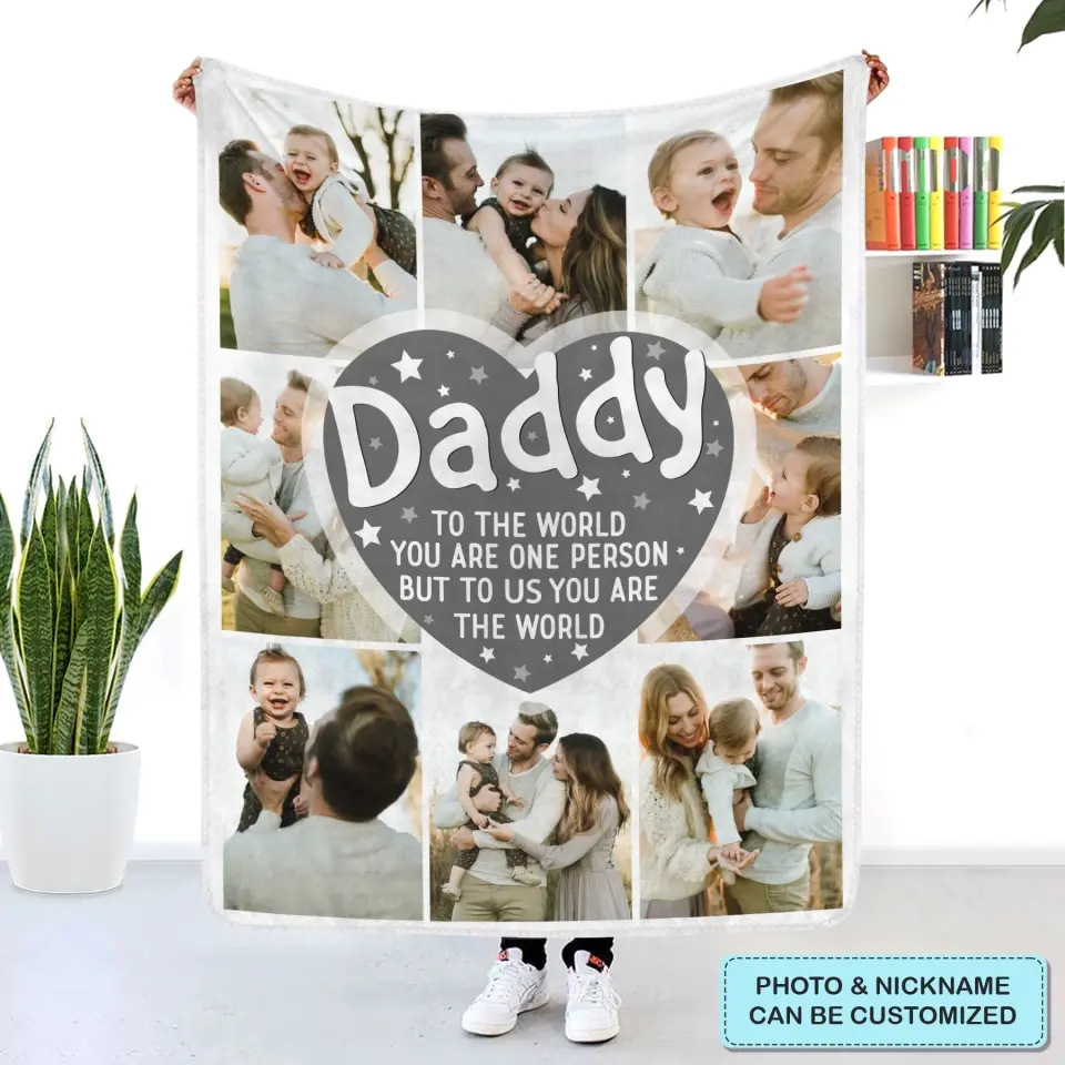 Personalized Custom Blanket - Birthday, Father's Day Gift For Dad - You Are The World