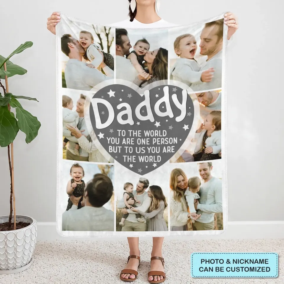 Personalized Custom Blanket - Birthday, Father's Day Gift For Dad - You Are The World