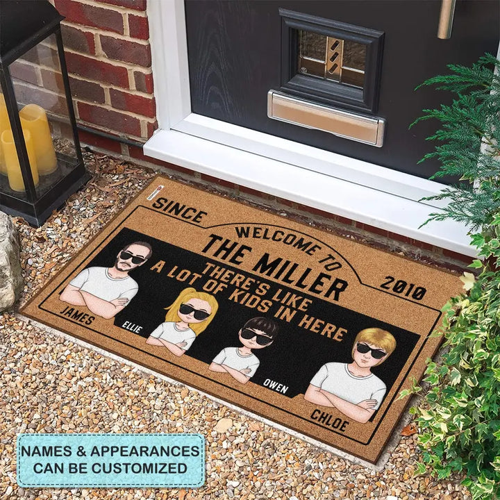 Personalized Custom Doormat - Welcoming Gift For Family - There's Like A lot Of Kids In Here