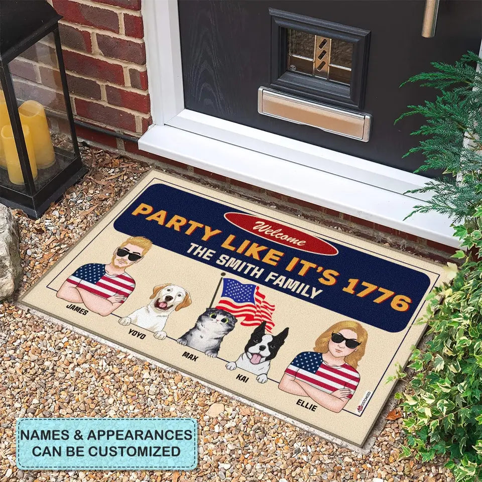 Personalized Custom Doormat - Welcoming Gift For Family, Pet Lover - Party Like It's 1776