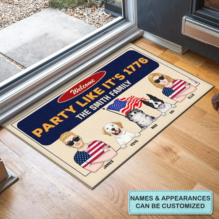Personalized Custom Doormat - Welcoming Gift For Family, Pet Lover - Party Like It's 1776