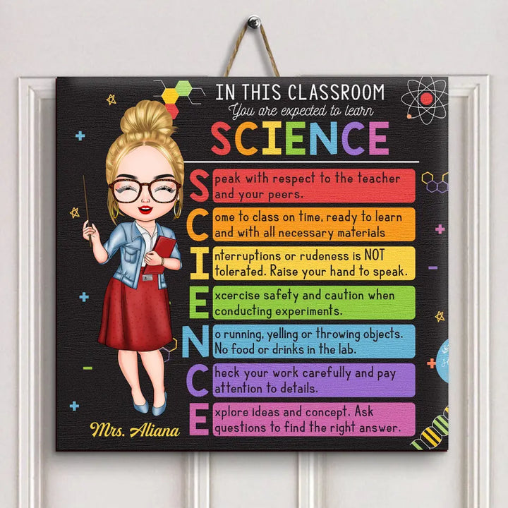Personalized Custom Door Sign - Welcoming, Birthday, Teacher's Day Gift For Teacher - Science Teacher