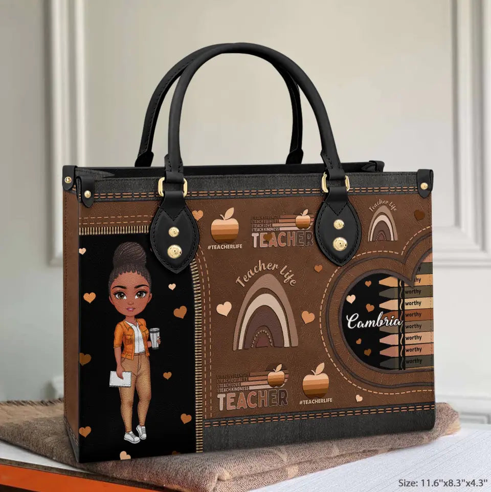 Personalized Custom Leather Bag - Teacher's Day, Birthday Gift For Teacher - Worthy Teacher