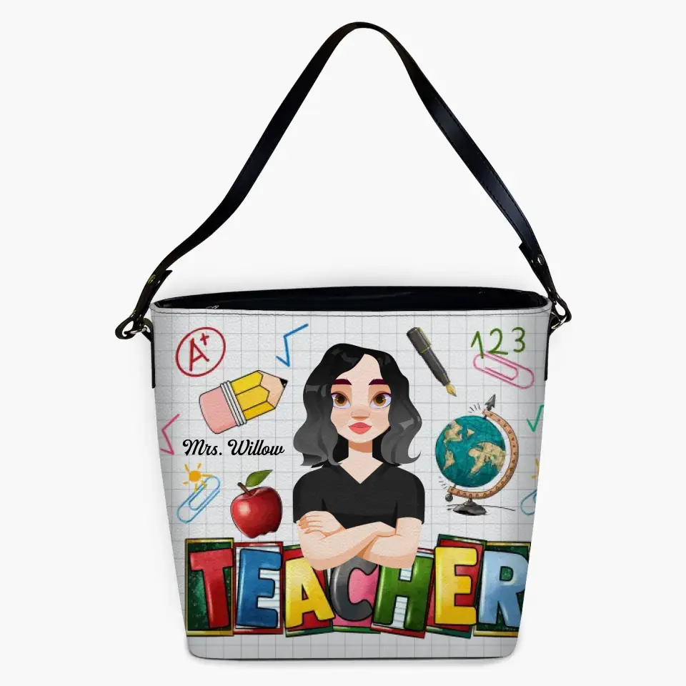 Personalized Custom Leather Tote Bag - Teacher's Day, Birthday Gift For Teacher - Love Teacher Life