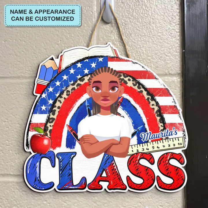Personalized Custom Door Sign - 4th Of July, Welcoming, Birthday, Teacher's Day Gift For Teacher - American Teacher