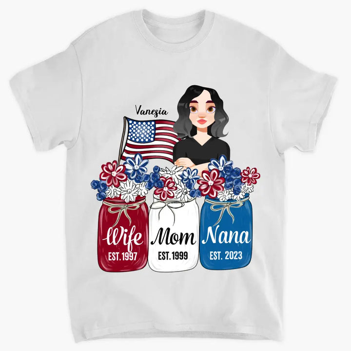 Personalized Custom T-shirt - 4th Of July Gift For Grandma - Wife Mom Nana