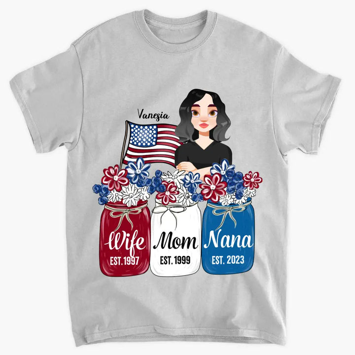 Personalized Custom T-shirt - 4th Of July Gift For Grandma - Wife Mom Nana