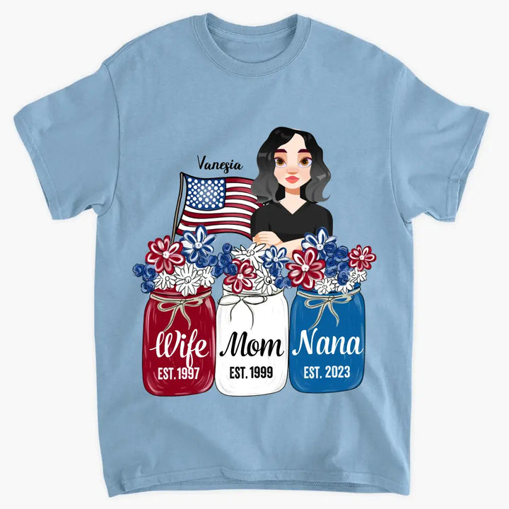 Personalized Custom T-shirt - 4th Of July Gift For Grandma - Wife Mom Nana