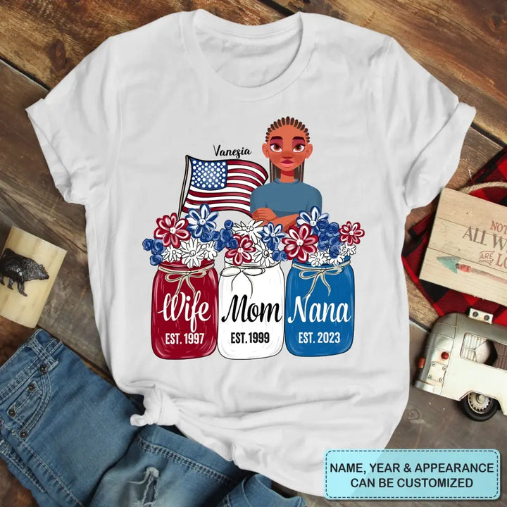 Personalized Custom T-shirt - 4th Of July Gift For Grandma - Wife Mom Nana