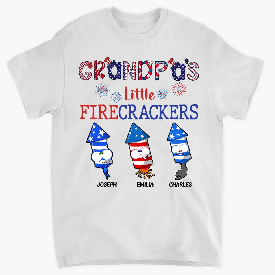 Personalized Custom T-shirt - 4th Of July, Father's Day, Birthday Gift For Dad, Grandpa, Grandma, Uncle - Grandpa's Little Crackers