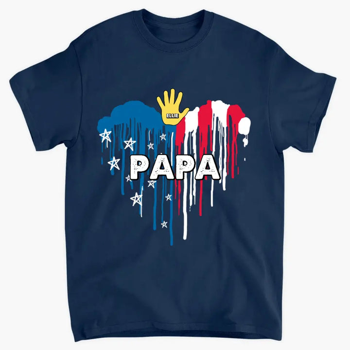 Personalized Custom T-shirt - 4th Of July, Father's Day, Birthday Gift For Dad, Grandpa, Uncle - Papa Kids Hand