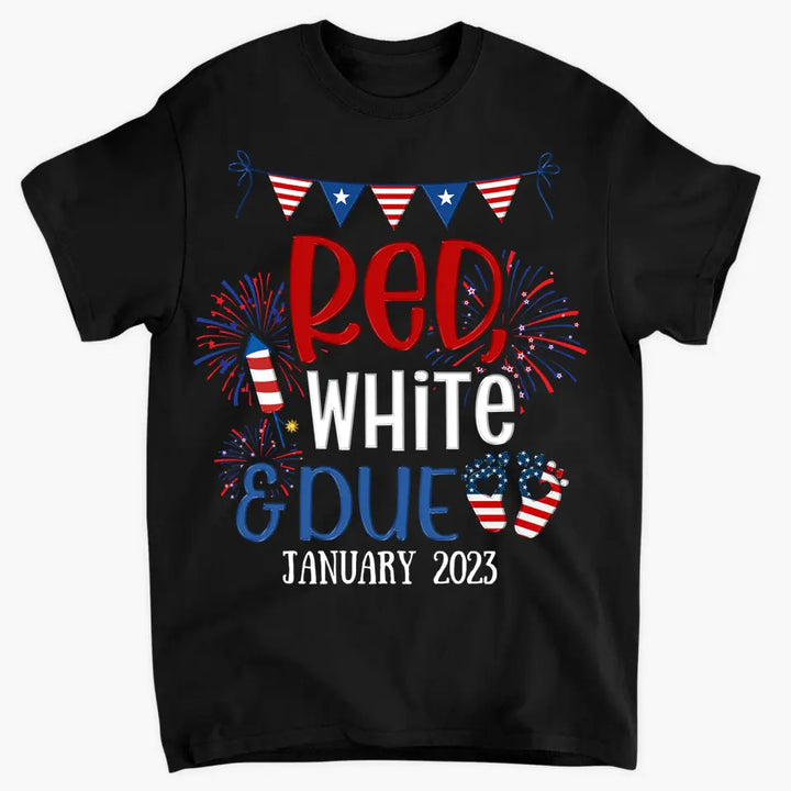 Personalized Custom T-shirt - 4th Of July Gift For Mom - Red White Due