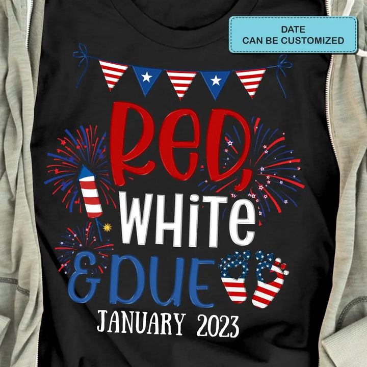 Personalized Custom T-shirt - 4th Of July Gift For Mom - Red White Due