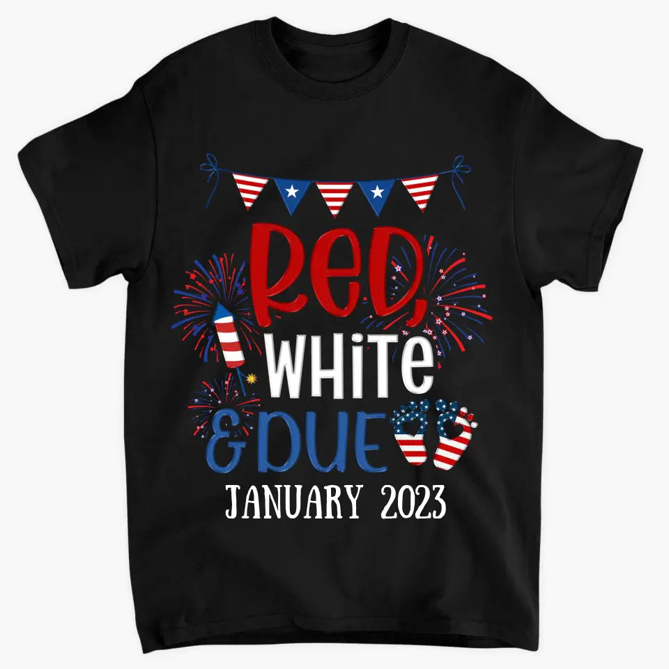 Personalized Custom T-shirt - 4th Of July Gift For Mom - Red White Due