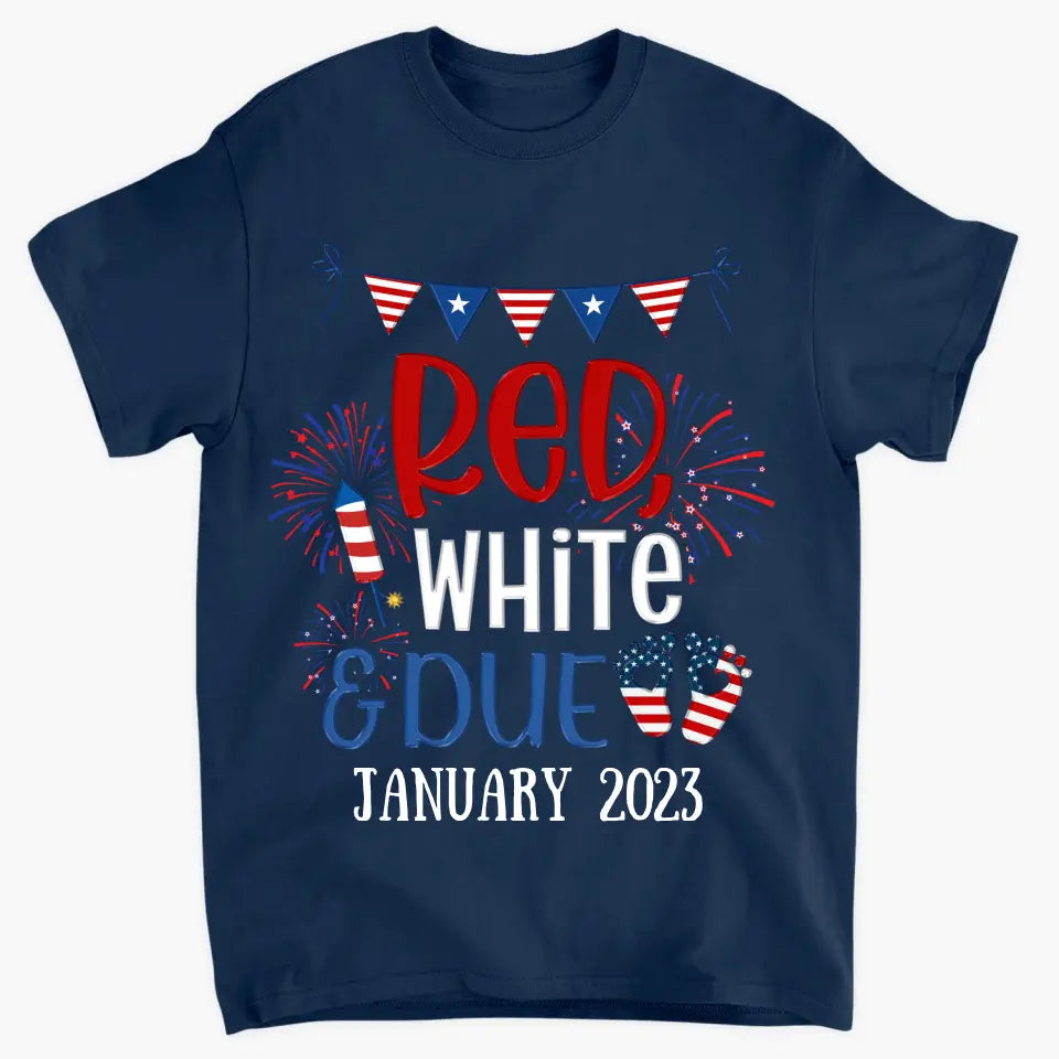 Personalized Custom T-shirt - 4th Of July Gift For Mom - Red White Due