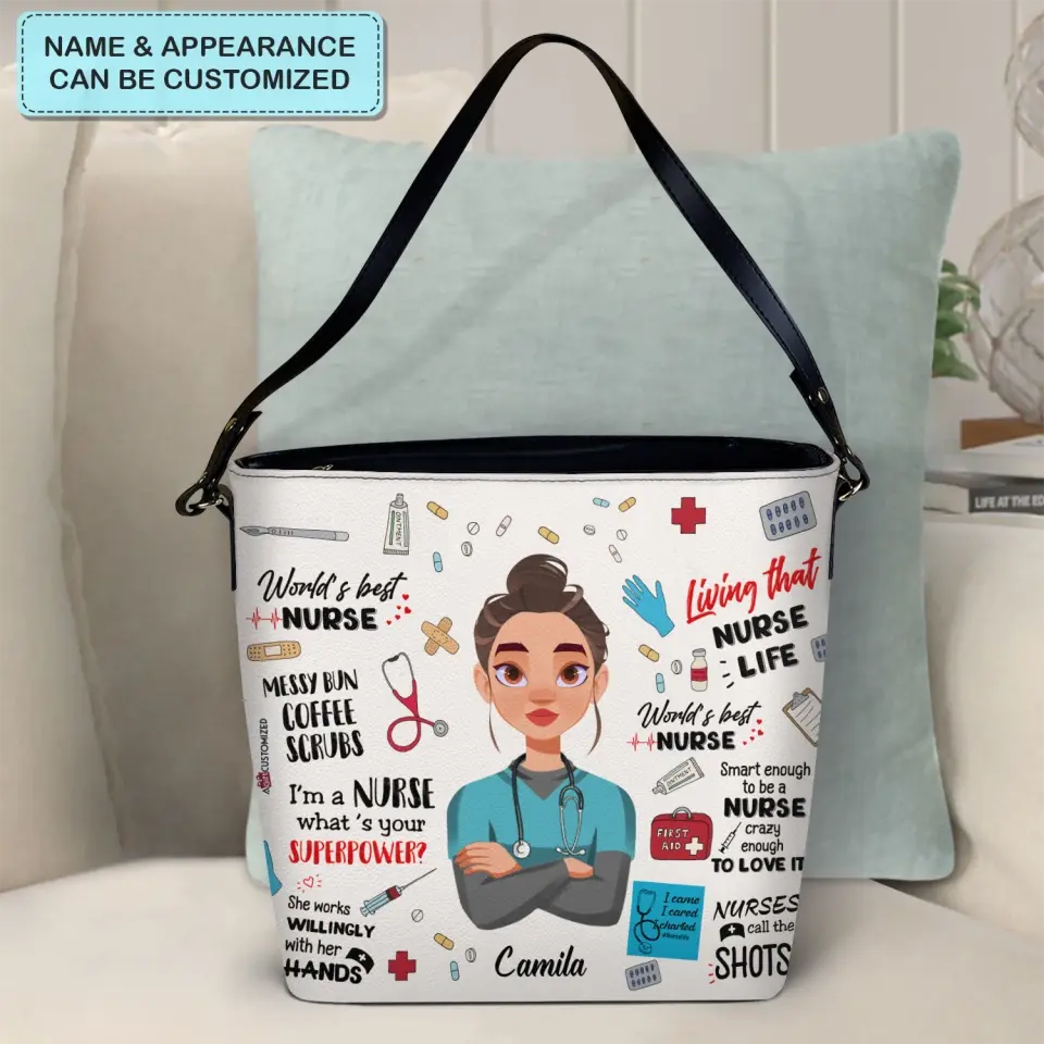 Personalized Custom Leather Tote Bag - Nurse's Day, Birthday  Gift For Nurse - World's Best Nurse