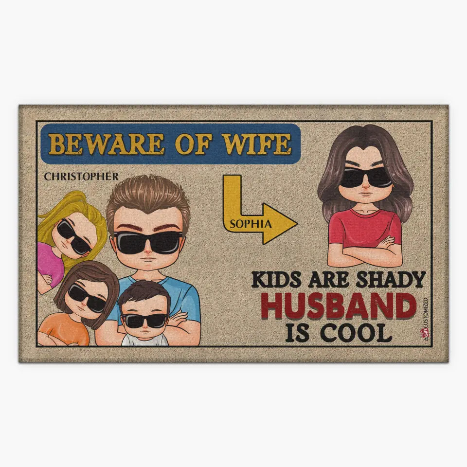 Personalized Custom Doormat - Birthday Gift For Family - Beware of Wife