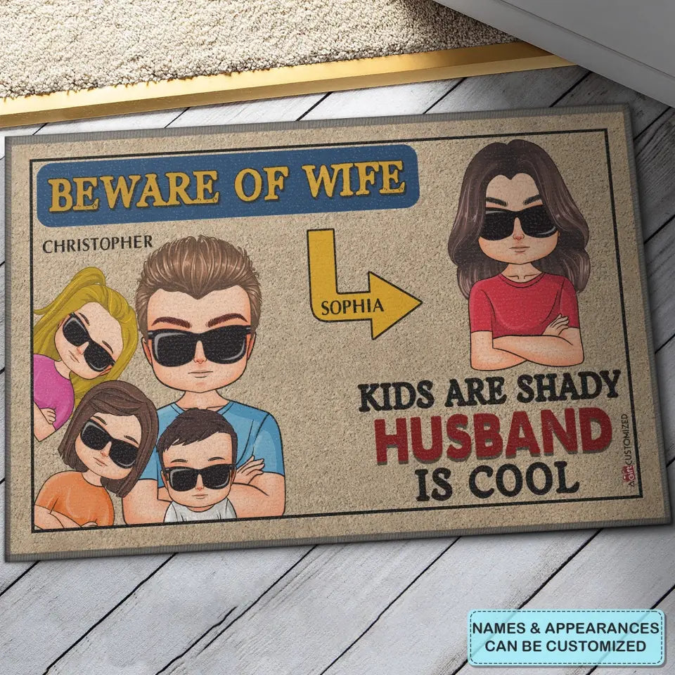 Personalized Custom Doormat - Birthday Gift For Family - Beware of Wife