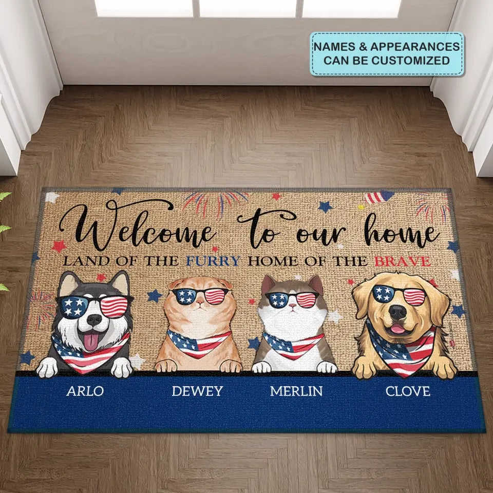 Personalized Custom Doormat - 4th Of July, Birthday Gift For Pet Lover - Welcome To Our Home