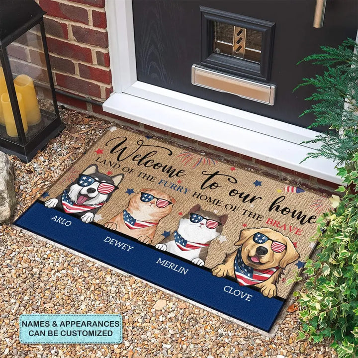 Personalized Custom Doormat - 4th Of July, Birthday Gift For Pet Lover - Welcome To Our Home