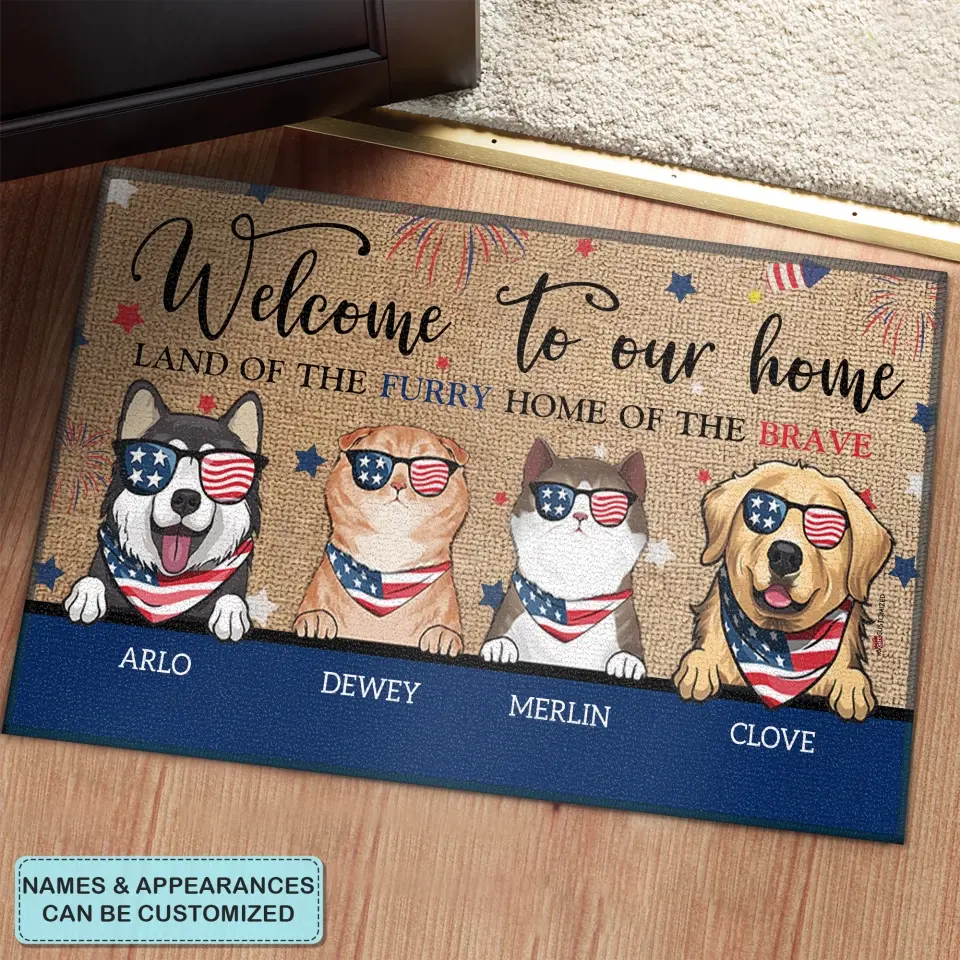 Personalized Custom Doormat - 4th Of July, Birthday Gift For Pet Lover - Welcome To Our Home